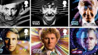 Doctor Who stamps featuring the Doctor in earlier episodes