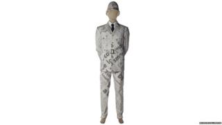 Policeman's uniform made using newspaper cuttings