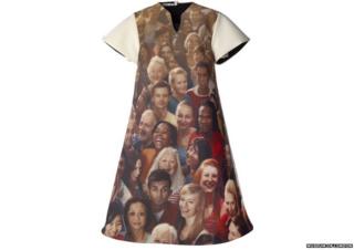 Dress with many games maker faces on