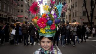 Jaye with a bonnet in the shape of a basket