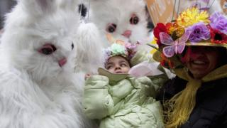 People dress up as rabbit