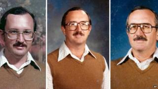 Dale Irby is shown in a series of yearbook photos wearing the same brown sweater over a white shirt.