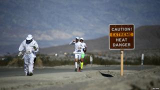 Runners in Badwater Ultramarathon in Death Valley