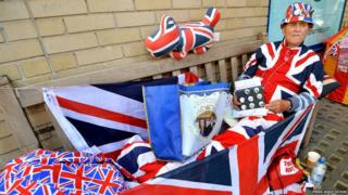 Man dressed in union jack clothes