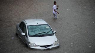Waterlogged street in India