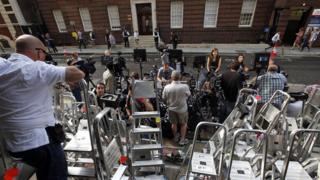 Journalists and TV crews outside St Mary's hospital