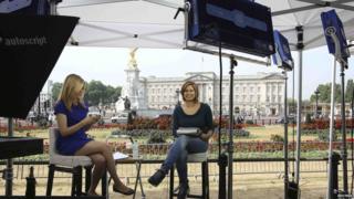 TV crew outside Buckingham Palace