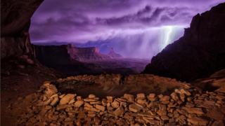 “Thunderstorm at False Kiva” second prize photograph taken by Max Seigal of Boulder, Colorado