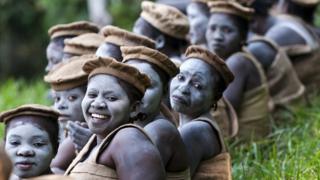 A rare glimpse of women from The Tatahonda sect taking part in a religious ceremony.