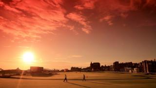 Golfer Paula Creamer on the Old Course at St Andrews.