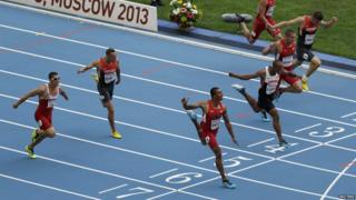 Runners at finish line