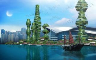 A rendering of a future city by architect Vincent Callebaut