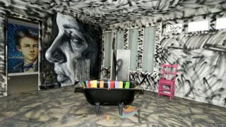 Room in tower block art project Tour 13 in Paris