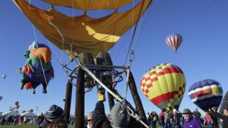 Balloons in the air at the 42nd Albuquerque International Balloon Fiesta.
