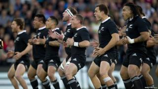 New Zealand rugby team performing the Haka