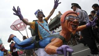 Man wearing a costume