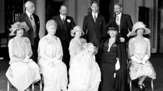 Queen Elizabeth II with her family for her christening