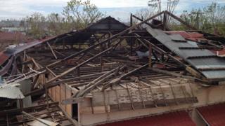 School roof damaged