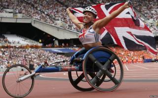 Hannah Cockcroft holding the union flag