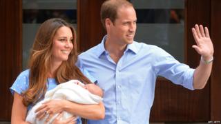 The Duke and Duchess of Cambridge show their new-born baby boy to the world.