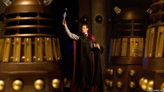 Matt Smith wields a Dalek's eye stalk