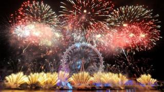 Fireworks at the London Eye