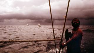Vital Alsar on a raft at sea