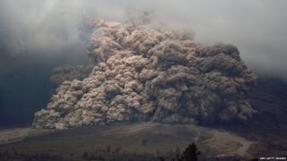 Mount Sinabung spews ash