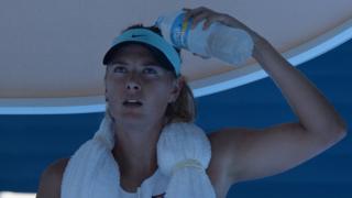 Russia's Maria Sharapova cools off