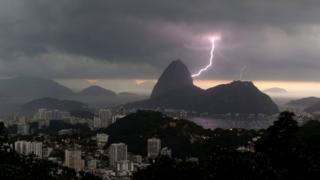 Lightning strikes over Rio de Janeiro