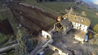 House hit by boulder