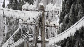 A frozen pylon
