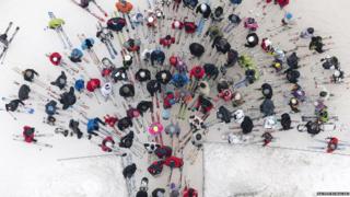 Skiers in Poland