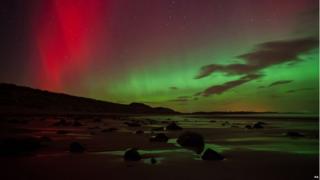 The Northern Lights at Embleton Bay in Northumberland