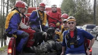 Rescue workers in the US town of Oso