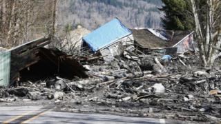Home damaged by mudslide in US