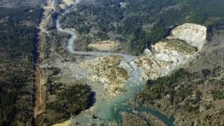 Arial view of US mudslide.