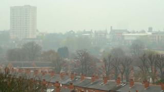 Houses in Birmingham covered by smog