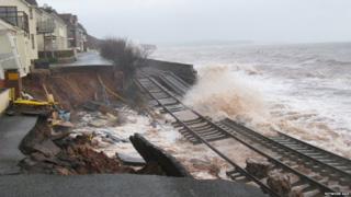 Railway line collapse at Dawlish
