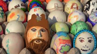 In India, children and adults decorated hard boiled eggs in Easter themes. Easter is a Christian festival which celebrates the resurrection of Jesus Christ.