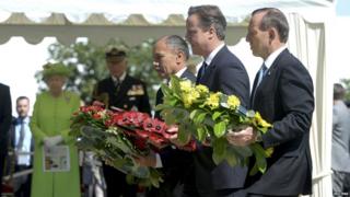 Governor-General of New Zealand Mateparae, British Prime Minister Cameron and Australia's Prime Minister Abbott