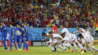 Costa Rica's players celebrate