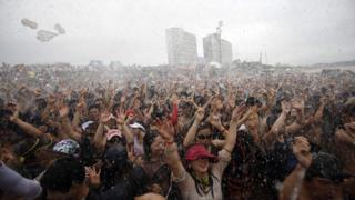 Crowds of people on beach