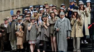 People dressed as Sherlock Holmes character
