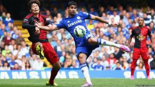 Diego Costa takes a shot.