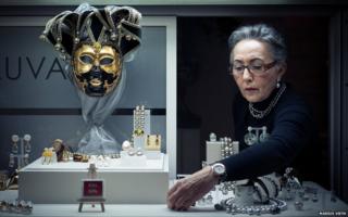 A woman in a shop window