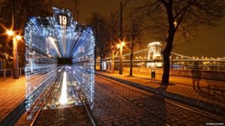 A tram in Budapest at Christmas