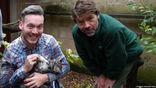 Martin meeting Nimbus the leopard cub and her keeper Jamie