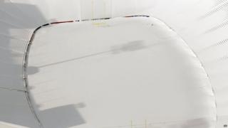 Football stadium covered in snow