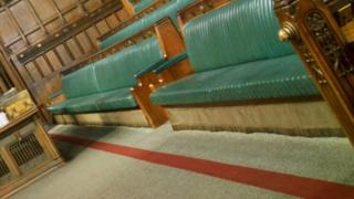 Red lines on the carpet in the House of Commons
